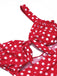 Costumi intero a pois con spalline rosso anni '40