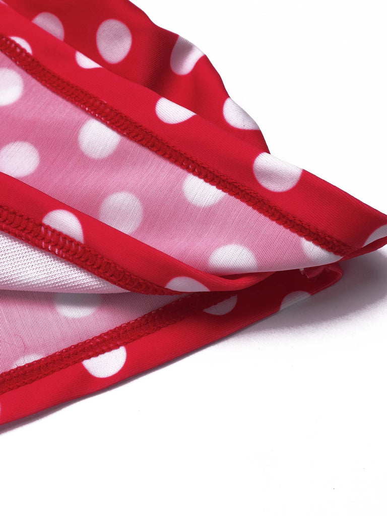 Costumi intero a pois con spalline rosso anni '40