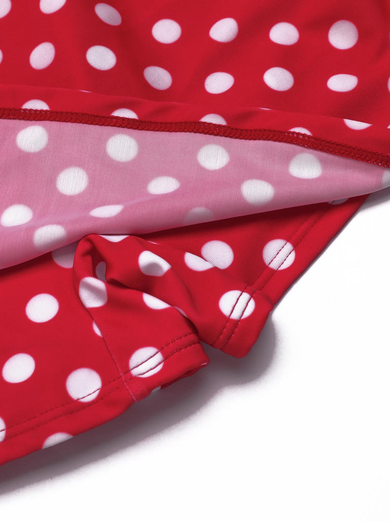 Costumi intero a pois con spalline rosso anni '40