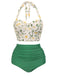 Bikini scollo all'americana lacci floreale anni '50
