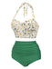 Bikini scollo all'americana lacci floreale anni '50