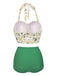 Bikini scollo all'americana lacci floreale anni '50