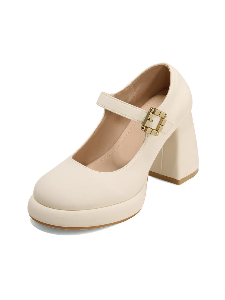 Scarpe Mary Jane retrò con punta tonda e tacco alto
