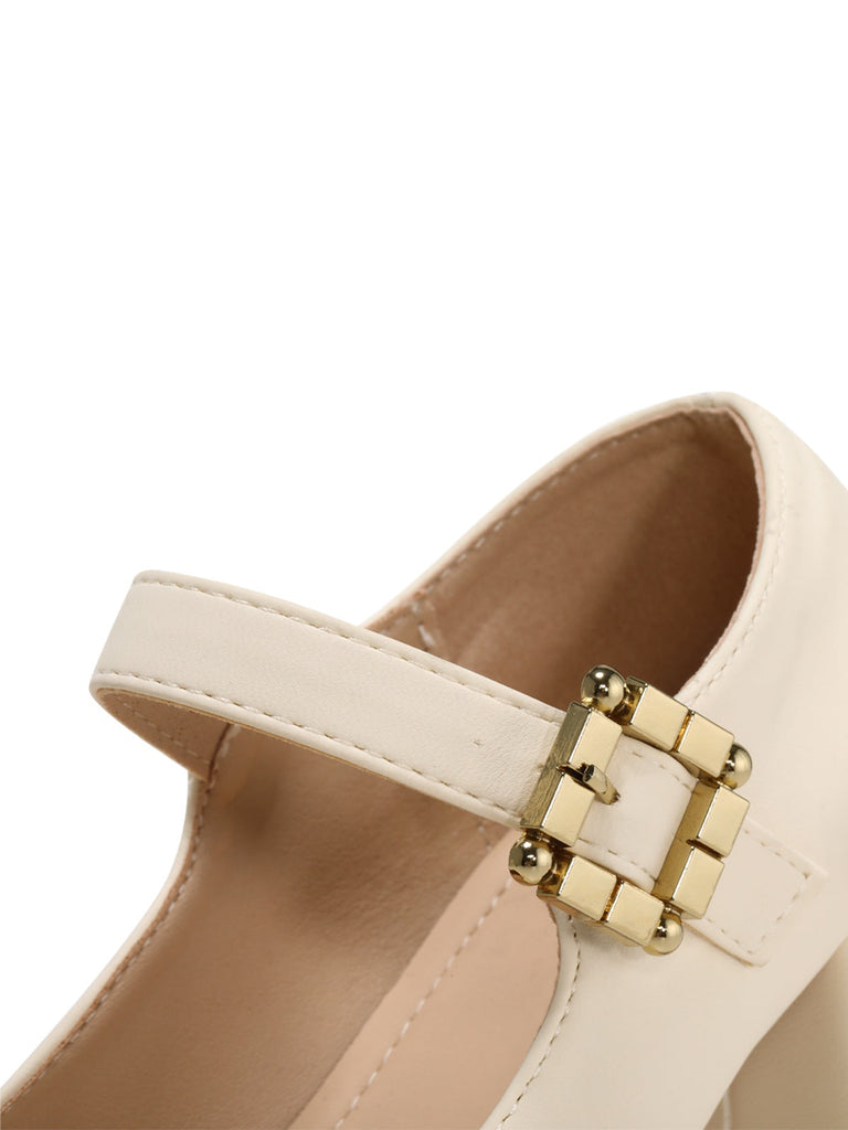 Scarpe Mary Jane retrò con punta tonda e tacco alto