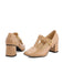 Scarpe Mary Jane in vernice beige con tacco a blocco