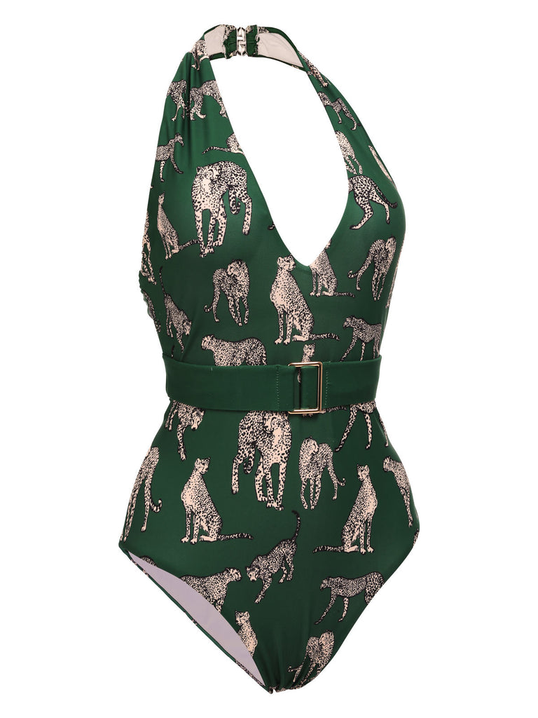 Costumi intero verde Jaguar Halter anni '30