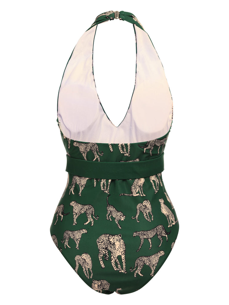 Costumi intero verde Jaguar Halter anni '30