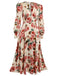Abito a rose con maniche lunghe scollo a V anni '40