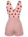 Tuta corta in pizzo patchwork rosa fragola anni '50