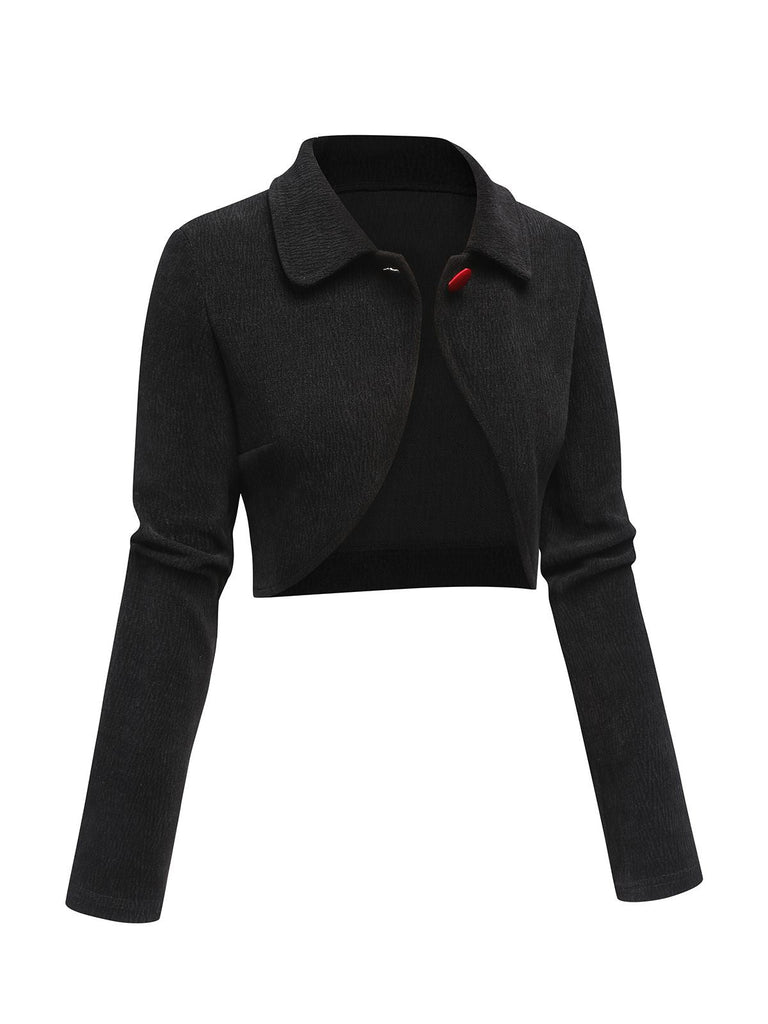 Giacca corta in maglia testurizzata nero anni '50