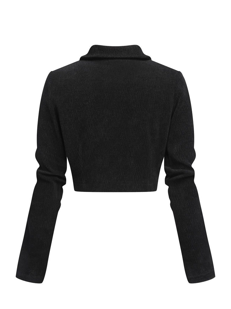 Giacca corta in maglia testurizzata nero anni '50