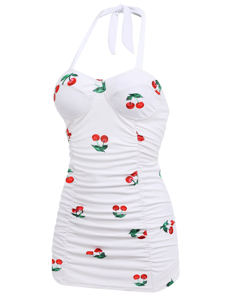 Costumi a ciliegia intero estivo bianco anni '50