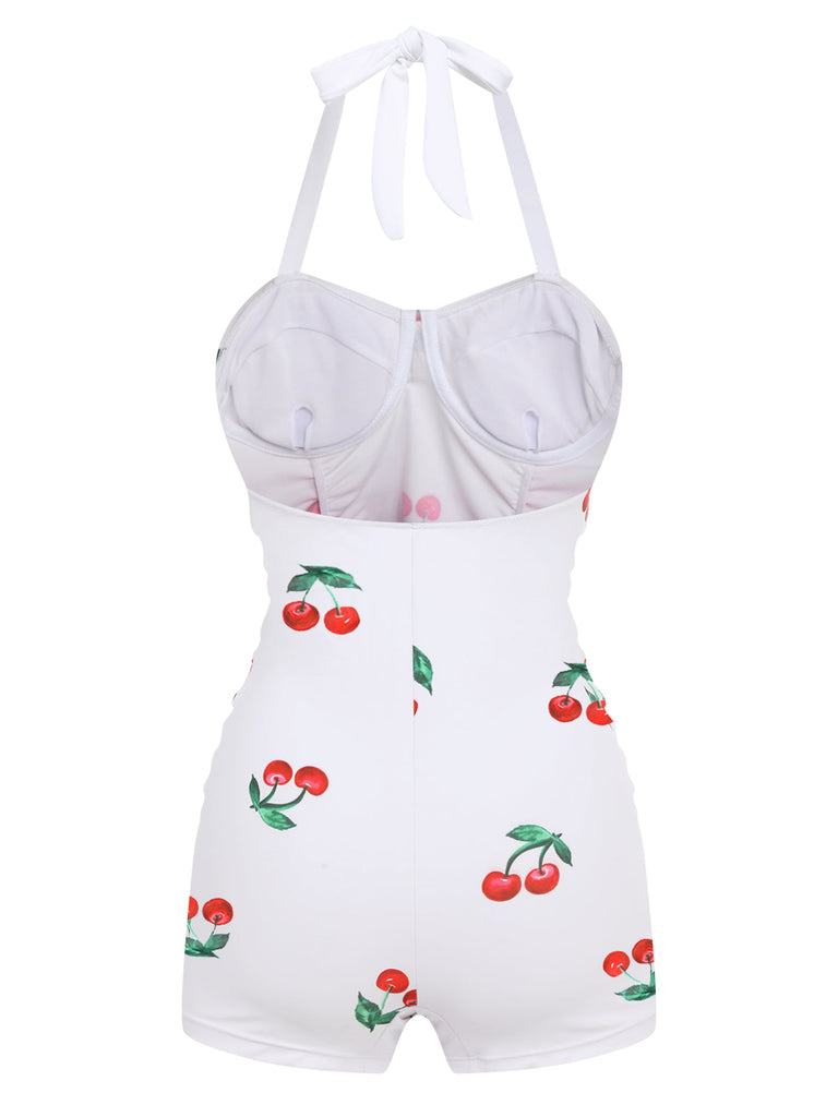 Costumi a ciliegia intero estivo bianco anni '50