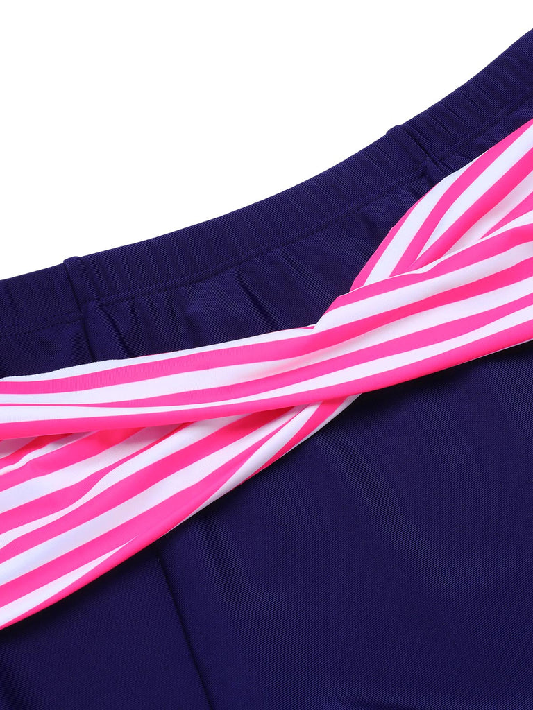 Costumi a righe scollo all'americana rosa e blu anni '50