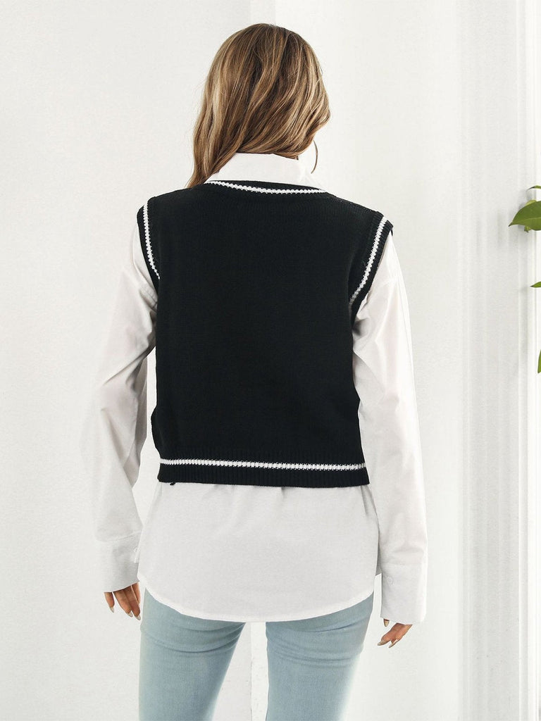 Gilet con motivo a rombi e teschio Halloween anni '80