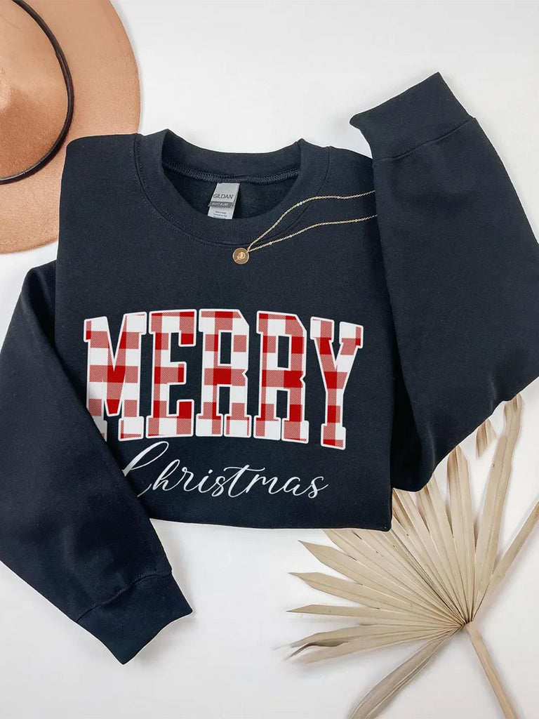 Felpa natalizia con lettere a quadri anni '80