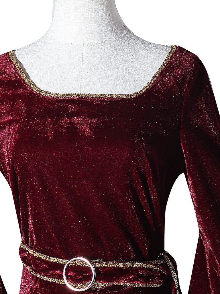 Abito Tangled Mother Gothel in velluto bordeaux anni '30