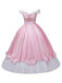 Abito da principessa con fiocco in raso spalle scoperte rosa anni '50