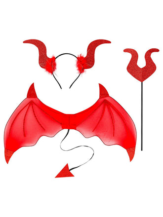 3PCS Ali di pipistrello e bacchetta e cerchietto Halloween