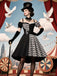 [Prevendita] Abito con motivo arlecchino Halloween e corsetto nero anni '50