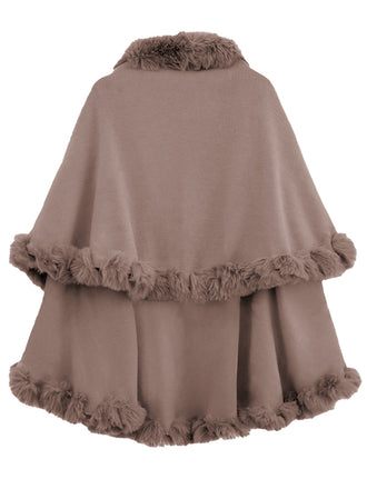 Scialle con collo di pelliccia a doppio strato marrone anni '50