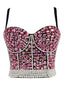 Top corsetto perle di strass  con spalline sottili anni '70
