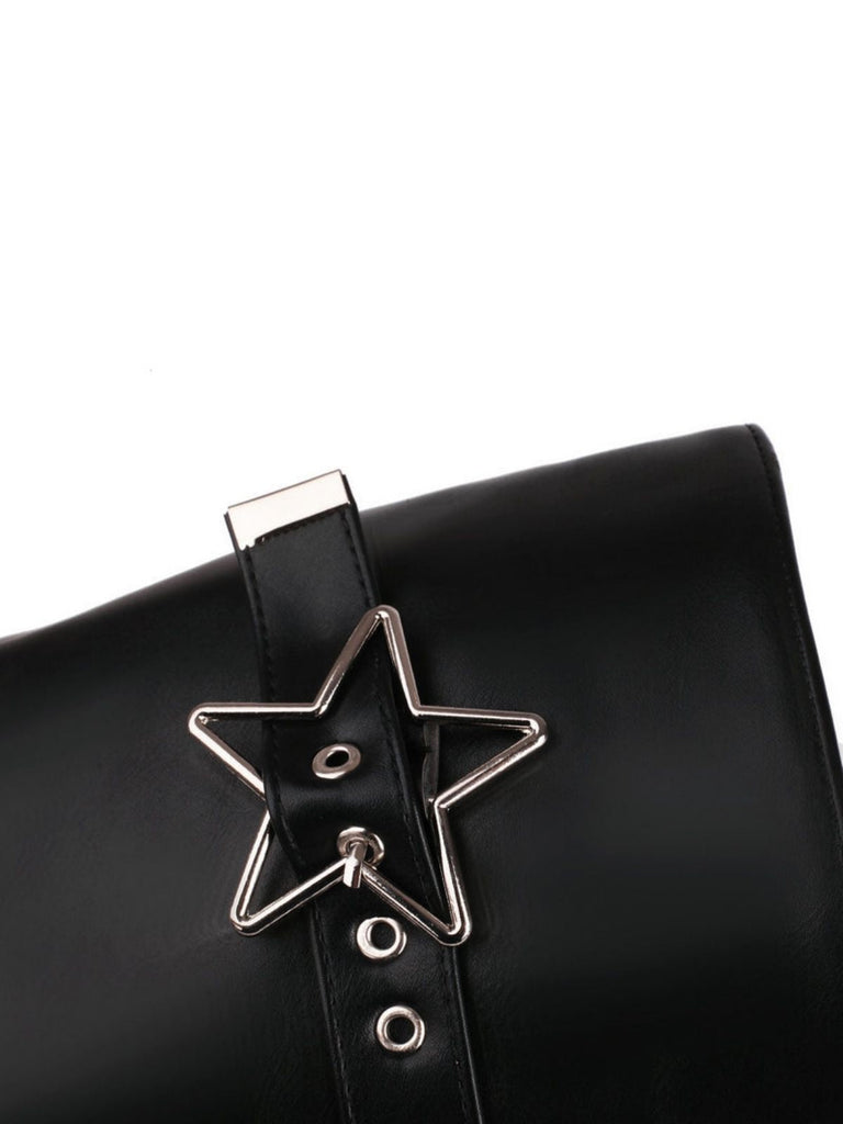 Stivali con tacco alto e plateau gotici con bottoni a stella nero