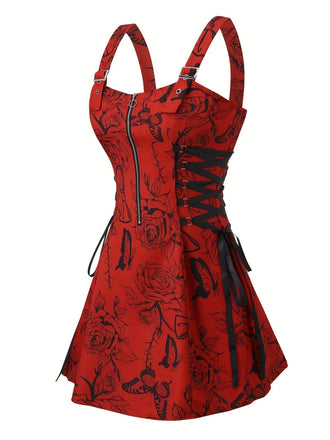 [Taglie forti] Abito floreale a rose steampunk anni '70