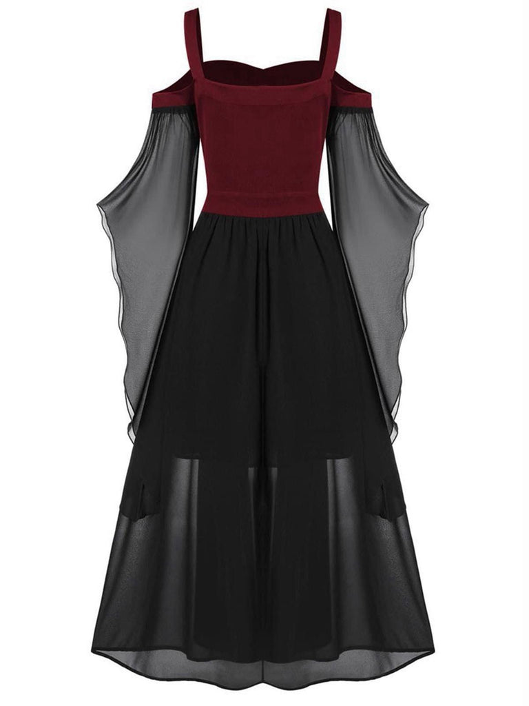 Abito con spalline trasparenti da strega Halloween anni '50