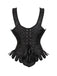 Corsetto gotico in broccato jacquard nero anni '80