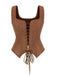 Gilet corsetto in pelle scamosciata con lacci marrone anni '50