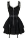Abito punk metal patchwork con cintura nero anni '80