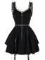 Abito punk metal patchwork con cintura nero anni '80