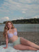 Bikini sirena conchiglia scollo all'americana lavanda anni '70