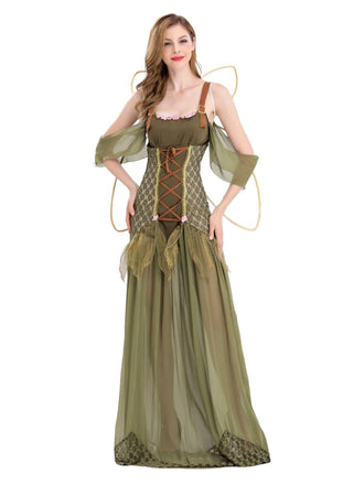 Costume da fata dei fiori con ali verde anni '70