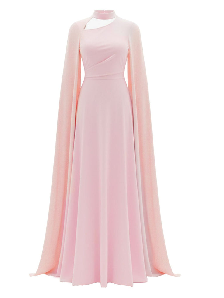 Abito lungo con maniche a mantella e lacci sulla schiena anni '80