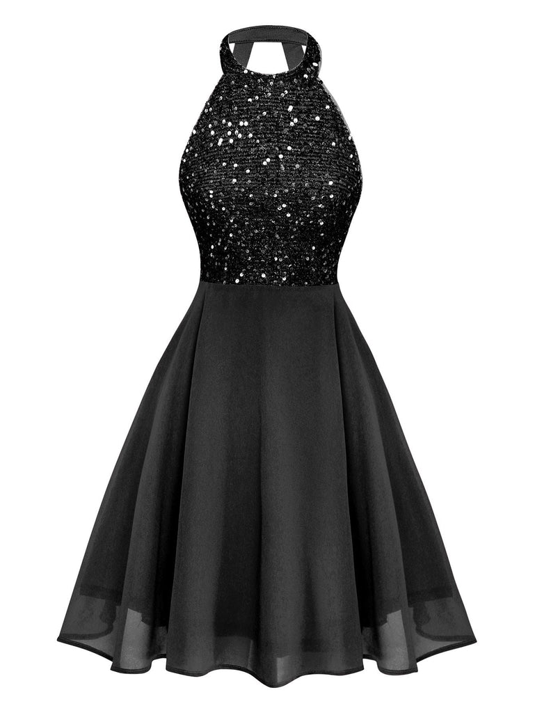 Abito con perline e paillettes patchwork senza maniche anni '50
