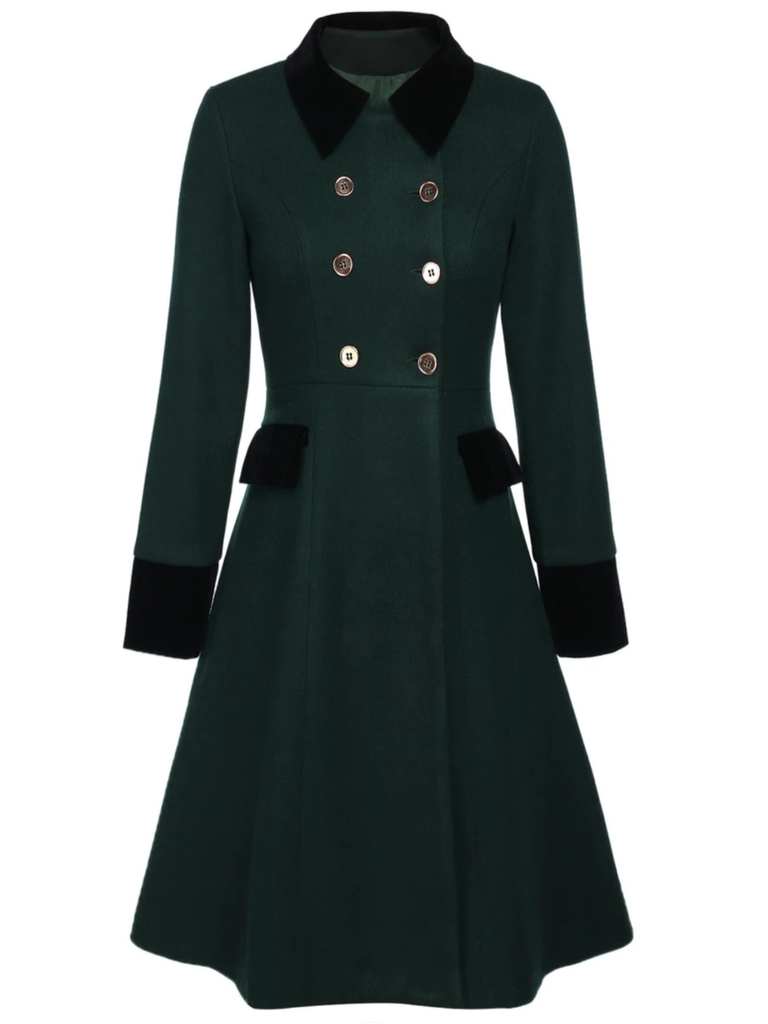 Cappotto con bottoni verde scuro anni '40