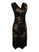 Abito flapper con scollo a V e perline e paillettes anni '20