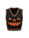 Gilet con faccia di zucca Halloween nero anni '70