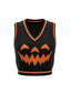 Gilet con faccia di zucca Halloween nero anni '70