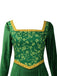Abito ricamato in stile medievale di Shrek verde anni '30