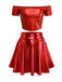 2PCS Top disco metallizzato con spalle scoperte e gonna anni '70