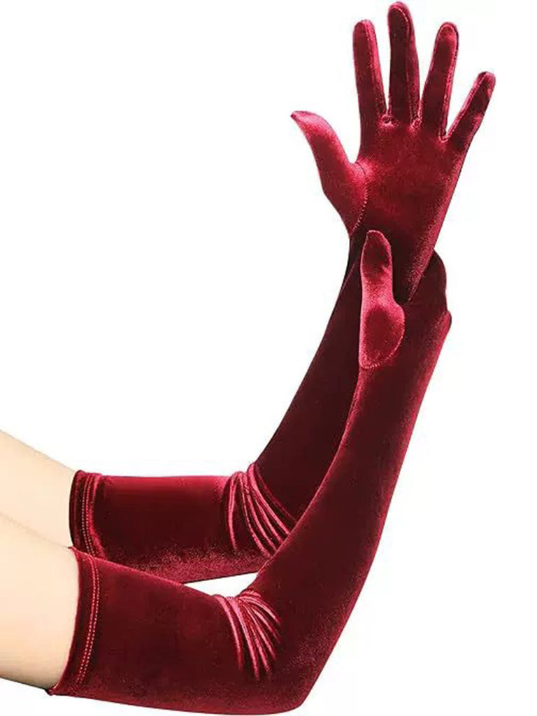 Guanti lunghi vintage in velluto da festa