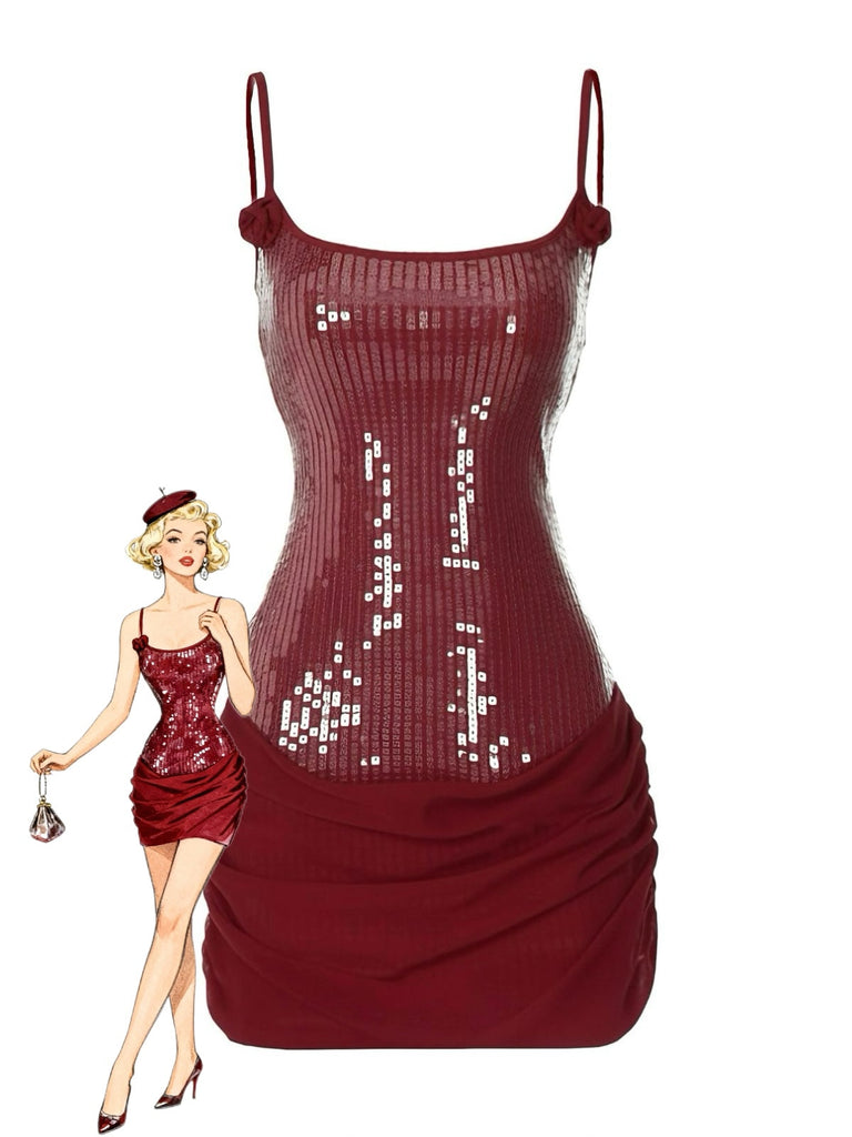 Mini abito con paillettes patchwork spalline sottilianni '80