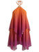 Mini abito arancione sfumatura anni '60 in chiffon con scollo all'americana