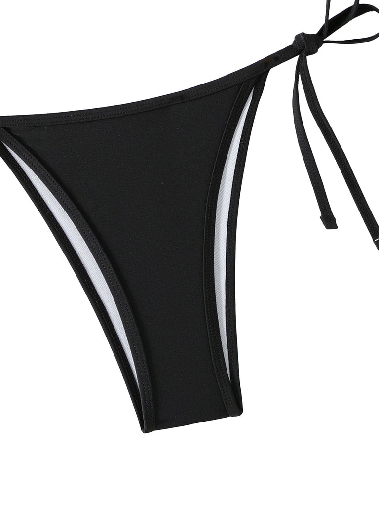 Bikini con scollo all'americana arricciato e allacciato anni '60