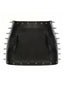 Minigonna gotico punk in pelle con punte nero anni '70