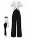 2PCS Top a pois e pantaloni a gamba dritta anni '50