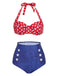 Costumi bikini scollo all'americana e pois retrò anni '50